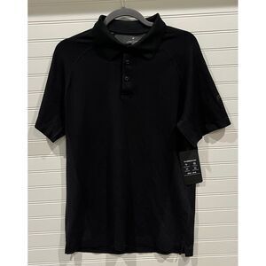 Fabletics Training Day Performance Black Polo Shirt Athletic‎ 4-Way Stretch, M